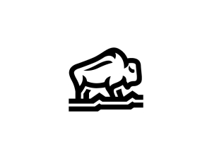 Black North American Bison Logo
