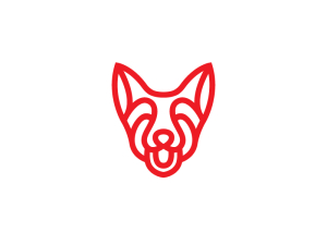 Logo de chien rouge heureux