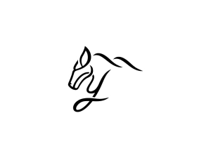 Beau logo élégant de cheval noir
