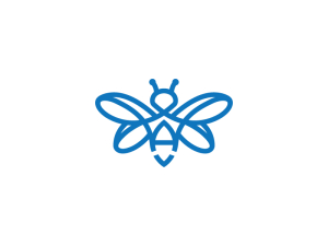 Un logotipo de abeja azul
