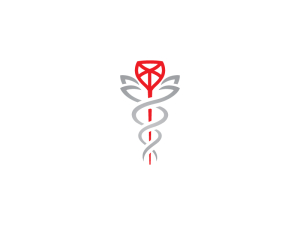 Logo médical du caducée de la rose du serpent
