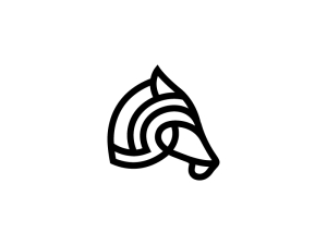 Logo mit großem schwarzen Pferdekopf