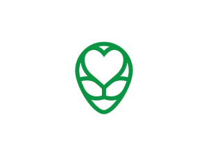 Kopf des grünen Alien-Logos