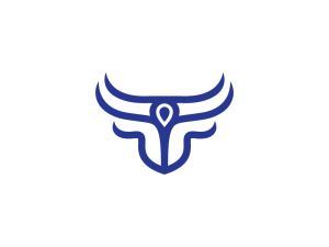Logo de taureau bleu à tête stylisée