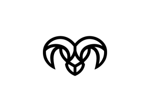 Logo tête de chèvre sauvage Logo de bélier noir