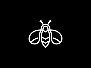 Logo d'abeille de ligne blanche