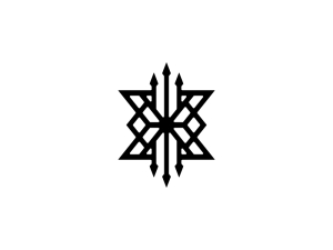 Initial X Trident Geometric Logo