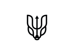 Cabeza Lobo Tridente Negro Logo
