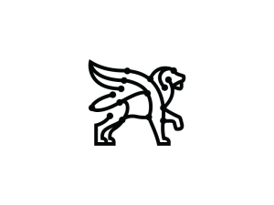 Black Modern Winged Lion Logo