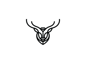 Précieuse tête de logo de cerf noir