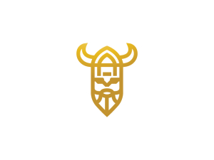 Logotipo vikingo dorado audaz