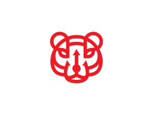 Logotipo de la cabeza del oso rojo genial