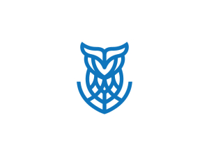Logo abstrait bleu de la chouette effraie