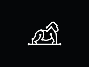 Logotipo de gorila de espalda plateada blanco fresco