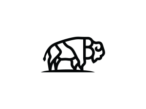 Logotipo de bisonte grande y genial negro