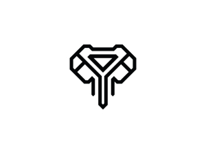 Logo d'éléphant noir à tête dominante