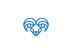 Logo mit großem blauen Widderkopf
