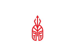 Logotipo de casco espartano rojo fresco