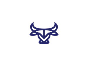 Logotipo de toro azul con cabeza en negrita