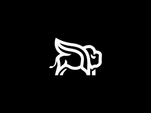 Bold White Bison Logo