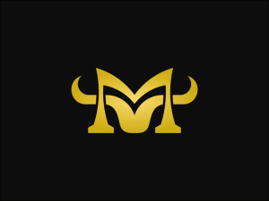 الذهب حرف M شعار الثور