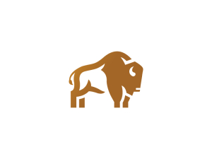 Logotipo De Bisonte Marrón Dorado