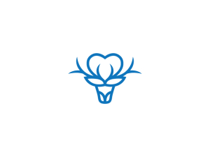 Logotipo De Ciervo De Cabeza De Cuidado Azul
