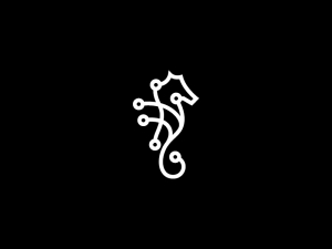 Cool White Seahorse Logo