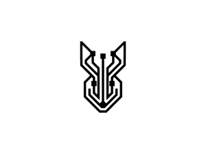 Cool Black Fennec Fox Logo