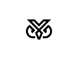Abstraktes Logo mit schwarzem Eulekopf