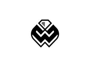 Logo monogramme emblématique de la lettre W en diamant