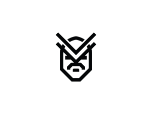 Logotipo vikingo de cabeza negra resistente