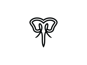 Logo Elefante Cabeza Negra Líneas