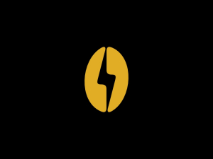 Coffee Bean And Lightning Logo