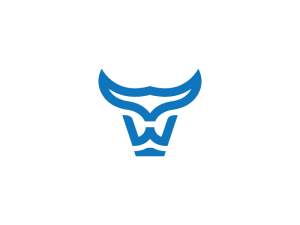 Logo minimaliste de taureau à tête bleue