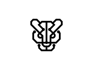 Logotipo De Tigre Negro De Cabeza De Tecnología