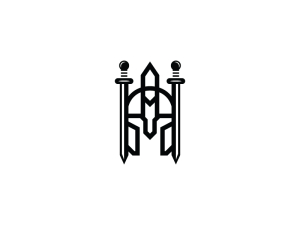 Logo du casque noir épée