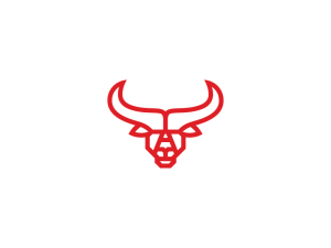 Logo de taureau à tête audacieuse rouge