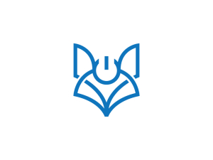 Blaues Cyber-Kopf-Fuchs-Logo