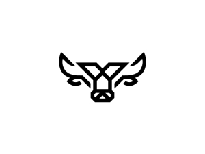 Logo de taureau noir à tête audacieuse