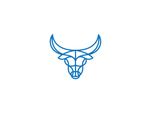 Abstract Head Blue Bull Logo