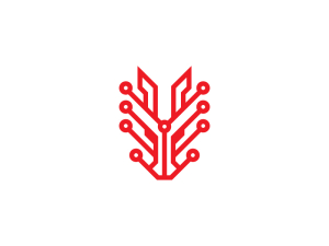 Logo tête de dragon rouge