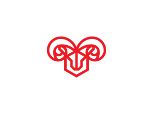 Logo de chèvre bélier à tête rouge