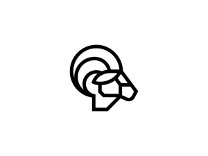 Logo mit schwarzem Ziegenkopf, Logo mit schwarzem Widder