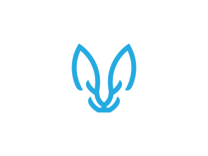 Lindo logotipo de conejo cabeza azul