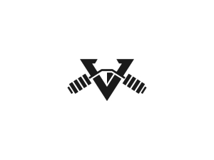 Logo d'haltères en diamant V