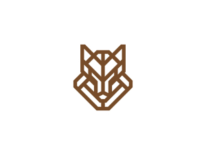 Logo de loup à grosse tête brune