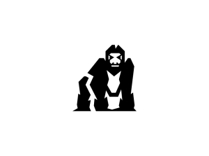 Logo moderne du gorille à dos argenté