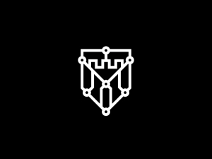 Weißes Schild-Burg-Logo