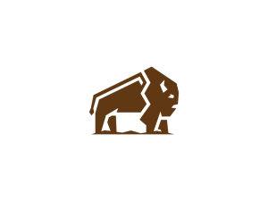 Brown North American Bison Logo